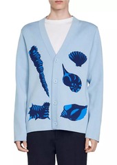 Sandro Jacquard Knit Seashell Cardigan