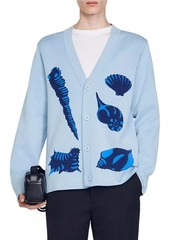 Sandro Jacquard Knit Seashell Cardigan