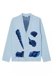 Sandro Jacquard Knit Seashell Cardigan