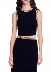 Sandro Jewellery-Neck Knit Top