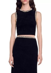 Sandro Jewellery-Neck Knit Top