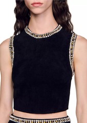 Sandro Jewellery-Neck Knit Top