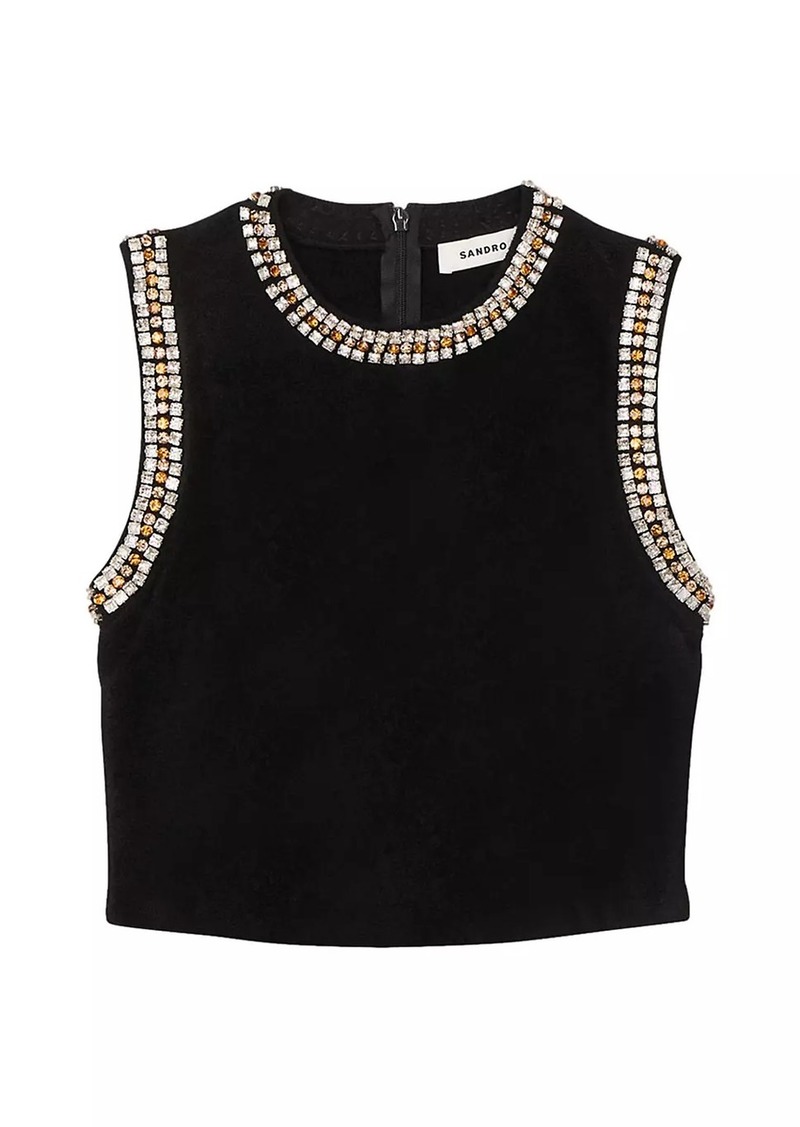 Sandro Jewellery-Neck Knit Top