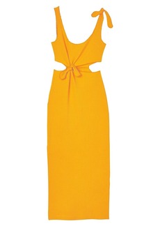 Sandro Lolie Ribbed Cut-Out Midi Dress