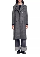 Sandro Long Checked Coat