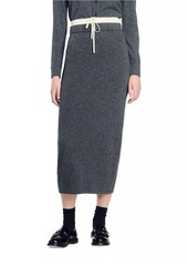 Sandro Long Double Waistband Skirt