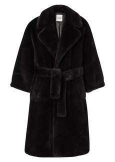 Sandro Long Faux Fur Coat