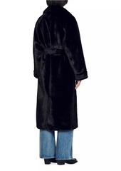 Sandro Long Faux Fur Coat