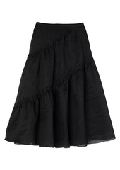 Sandro Long Ruffled Skirt
