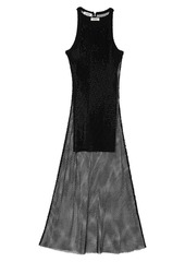 Sandro Long Shiny Mesh Dress