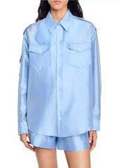 Sandro Loose Fit Satin Shirt