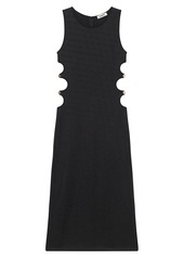 Sandro Magda Jacquard Button-Embellished Cut-Out Dress