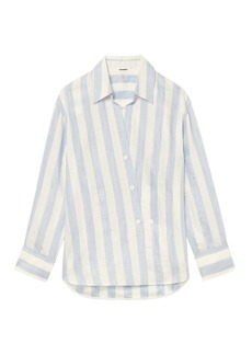 Sandro Maggie Striped Linen-Blend Shirt