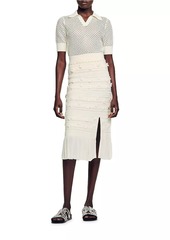 Sandro Openwork Knit Midi Skirt