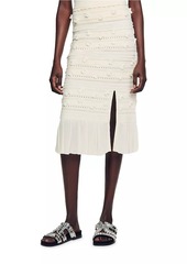 Sandro Openwork Knit Midi Skirt