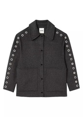 Sandro Oversized Coat With Eyelets