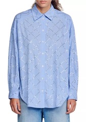 Sandro Oversized Shirt With Rhinestones