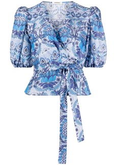Sandro patterned-jacquard tonal-design blouse