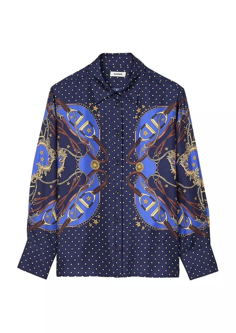 Sandro Patterned Silk Shirt