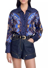 Sandro Patterned Silk Shirt