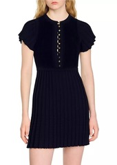 Sandro Pleated Knit Dress