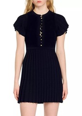 Sandro Pleated Knit Dress