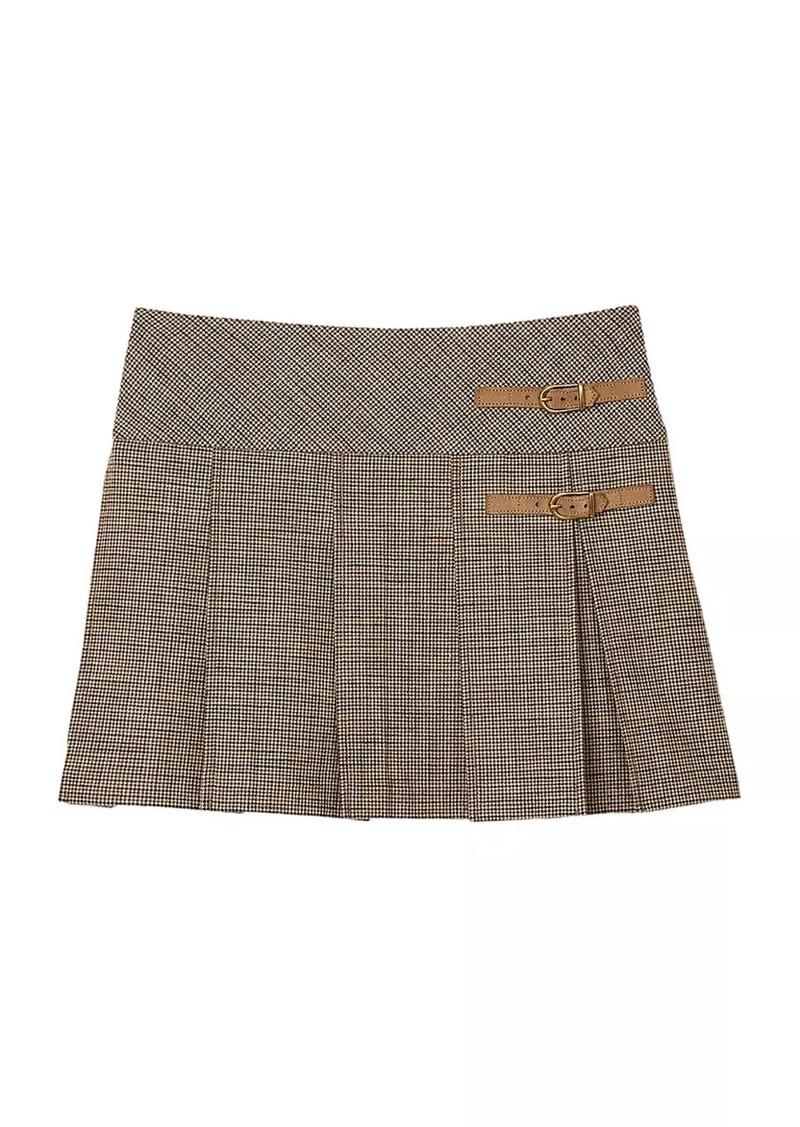 Sandro Pleated Micro Houndstooth Skirt