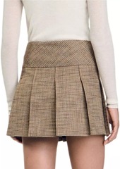 Sandro Pleated Micro Houndstooth Skirt