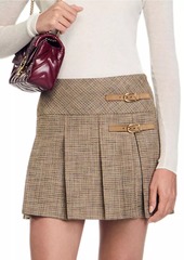 Sandro Pleated Micro Houndstooth Skirt