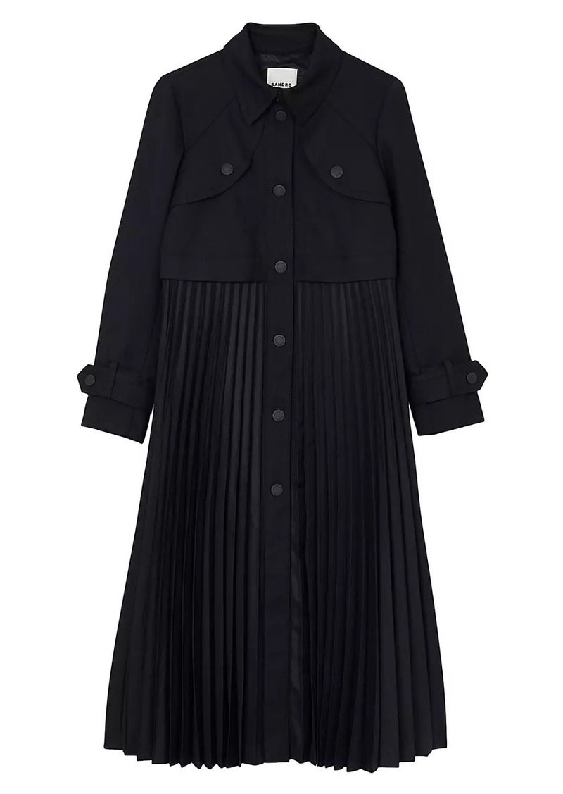 Sandro Pleated Trench Coat