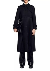 Sandro Pleated Trench Coat