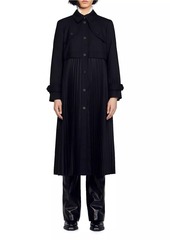 Sandro Pleated Trench Coat