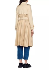 Sandro Pleated Trench Coat with Belt