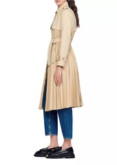 Sandro Pleated Trench Coat with Belt