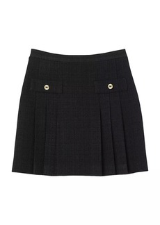 Sandro Pleated Tweed Skirt