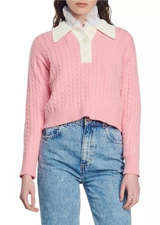 Sandro Cropped Cable-Knit Sweater