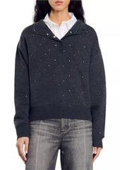 Sandro Rhinestone Hooded Jumper