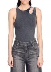 Sandro Rhinestone One-Shoulder Bodysuit