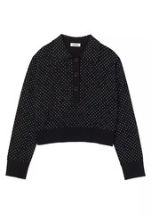 Sandro Rhinestone Polo Neck Sweater