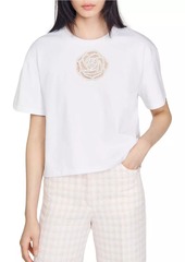 Sandro Rhinestone Rose T-Shirt