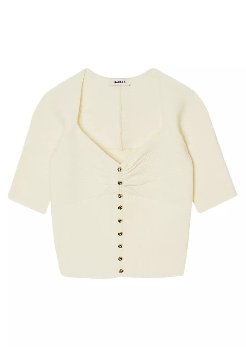 Sandro Ribbed Cropped Cardigan