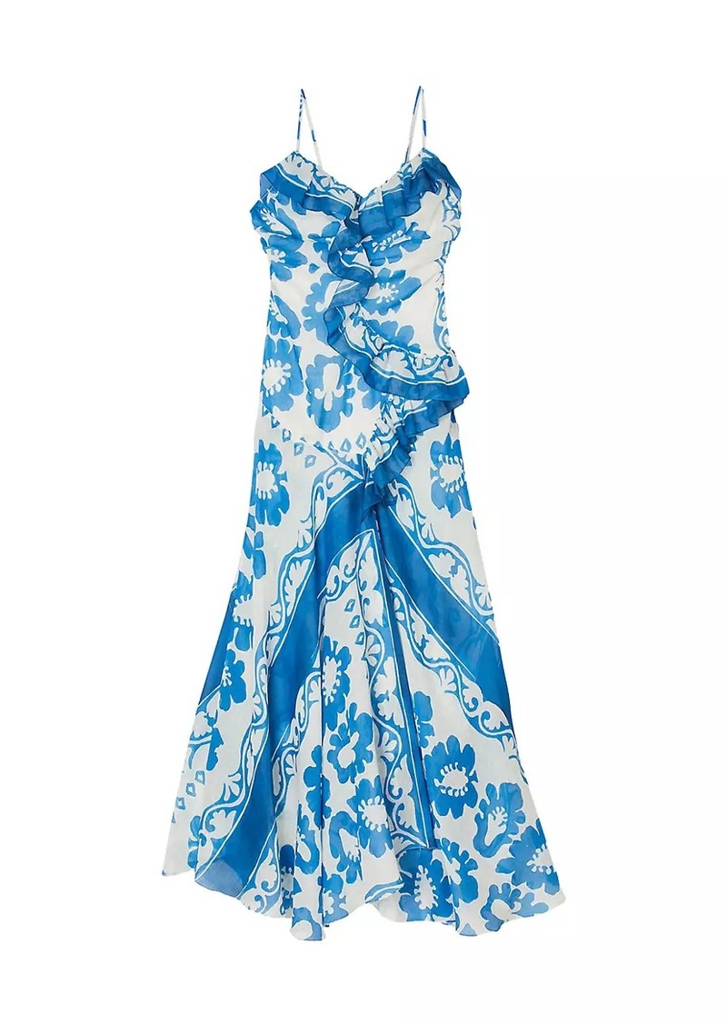 Sandro Ruffled Print Dress