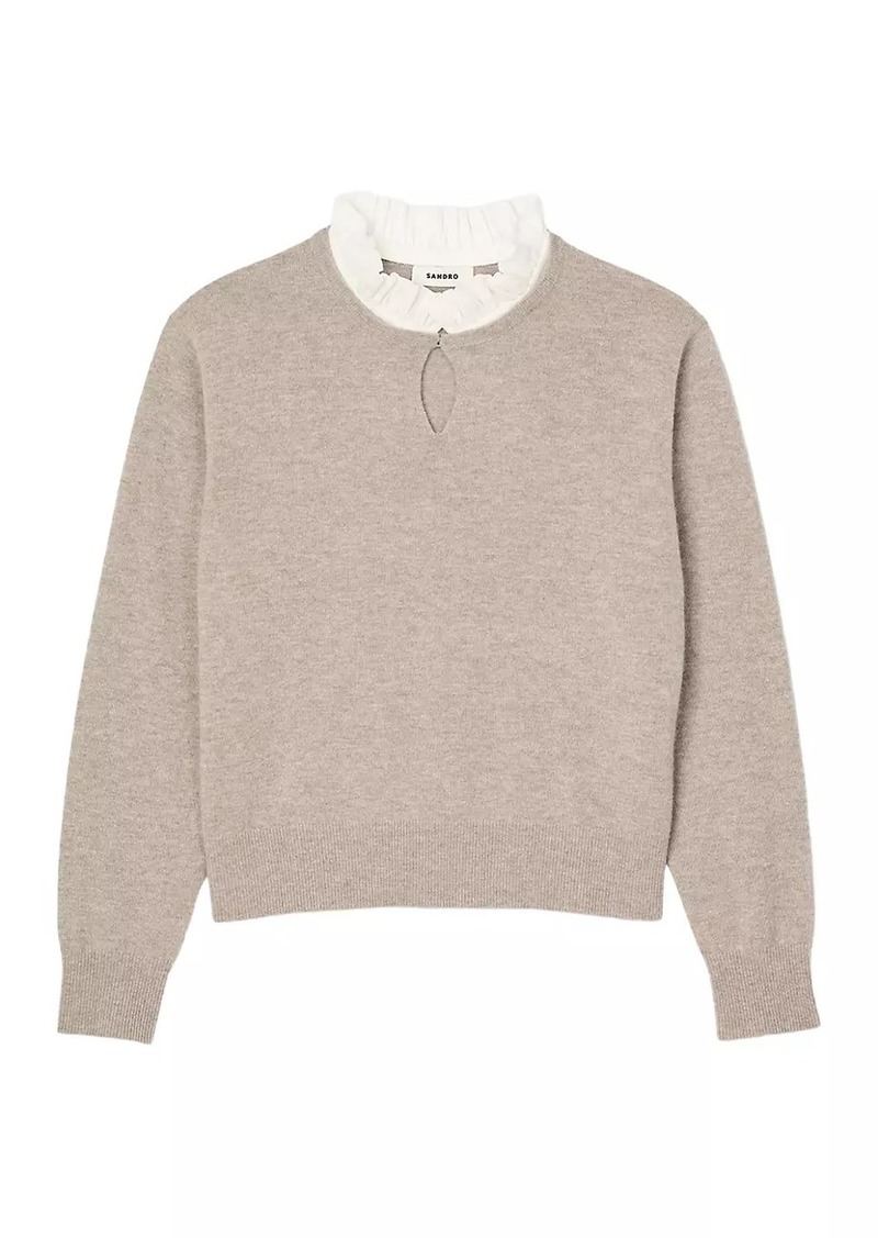 Sandro Ruffled Wool and Cashmere Jumper