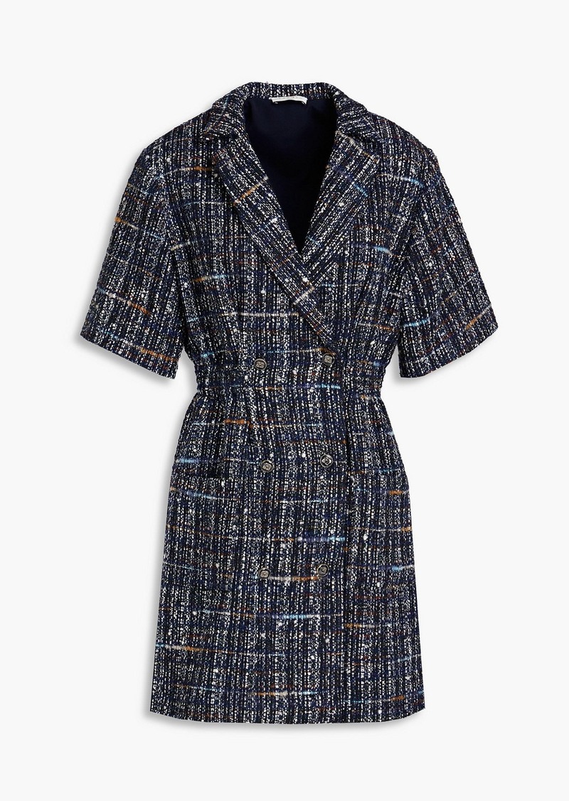 Sandro - Double-breasted bouclé-tweed mini dress - Blue - FR 36