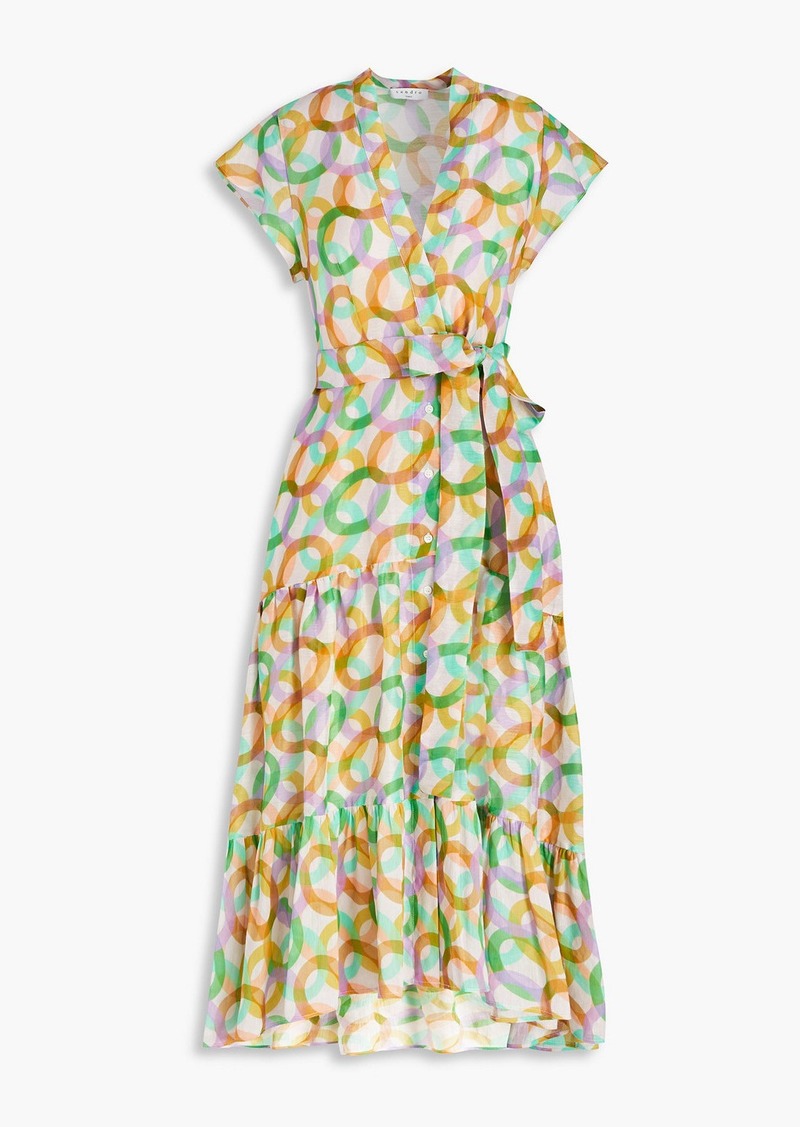 Sandro - Printed linen and silk-blend midi dress - Green - FR 34