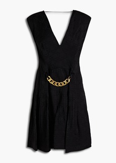Sandro - Aurea chain-embellished pleated satin-jacquard mini dress - Black - FR 36