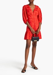 Sandro - Azelie silk-blend satin-jacquard mini dress - Red - FR 40