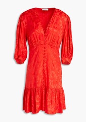 Sandro - Azelie silk-blend satin-jacquard mini dress - Red - FR 42