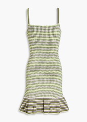 Sandro - Christie shirred striped knitted mini dress - Green - FR 42