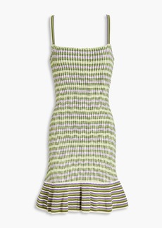 Sandro - Christie shirred striped knitted mini dress - Green - FR 40